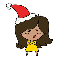 christmas cartoon of kawaii girl