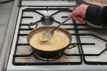 Kuymak - cheese corn porridge - turkish food.artvin savsat 