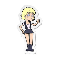 sticker of a cartoon cool girl
