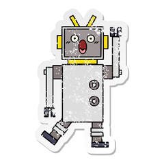 Fototapeta premium distressed sticker of a cute cartoon robot