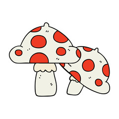 quirky hand drawn cartoon toadstools