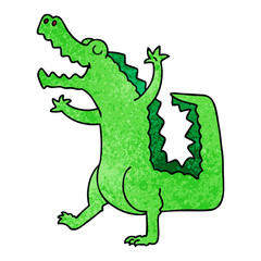 quirky hand drawn cartoon crocodile