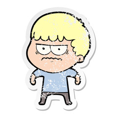 Fototapeta premium distressed sticker of a cartoon annoyed man