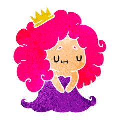 retro cartoon of a cute kawaii princess girl