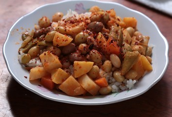 fresh beans over rice ( life style)