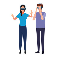 People playing with virtual reality glasses