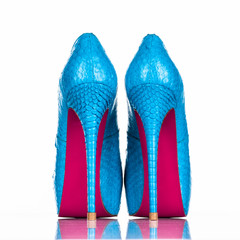 Fashionable woman's high heel shoe isolated on white background.