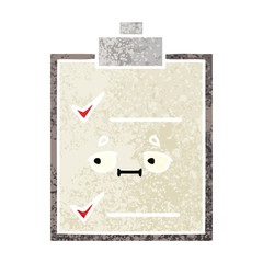 retro illustration style cartoon check list