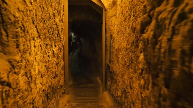 Narrow passage in Western Wall tunnel in Old Jerusalem