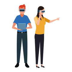 People playing with virtual reality glasses