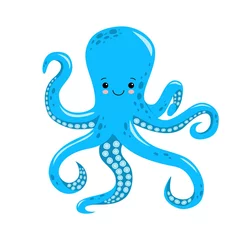 Fotobehang Vector cute octopus illustration isolated on white background © YuliaR