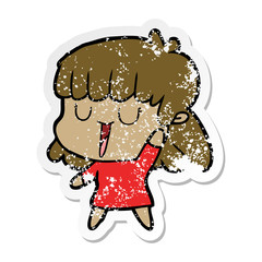 distressed sticker of a cartoon woman