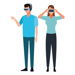 People playing with virtual reality glasses