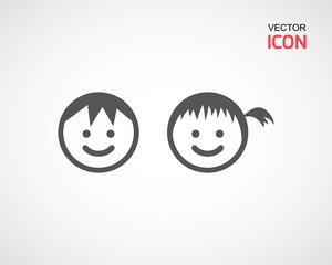 girl and boy icon on white background. child symbol . Kids icons , children vector illustration.