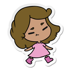 Fototapeta premium sticker cartoon of a cute kawaii girl