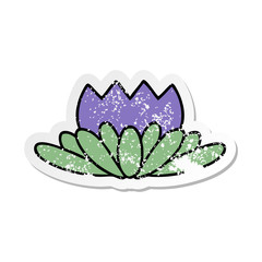 distressed sticker of a cute cartoon flower