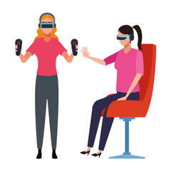 People playing with virtual reality glasses