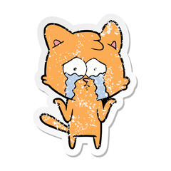 distressed sticker of a cartoon cat