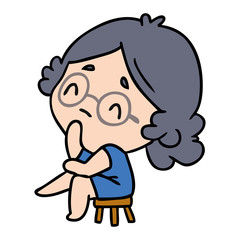 cartoon of a cute kawaii lady
