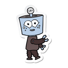 sticker of a happy cartoon robot