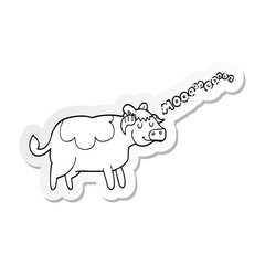 distressed sticker of a cartoon cow