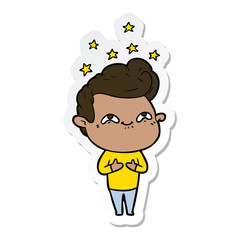 sticker of a cartoon excited man