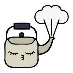 cute cartoon steaming kettle