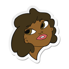 sticker of a cartoon happy woman