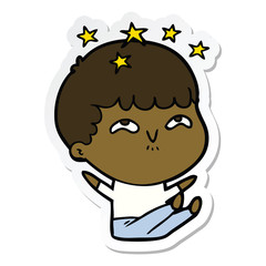 sticker of a cartoon amazed boy