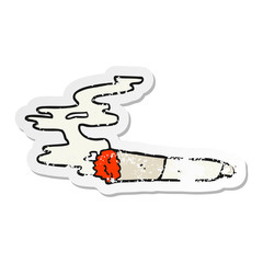 distressed sticker of a cartoon cigarette