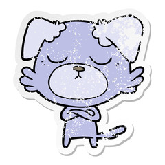 distressed sticker of a cute cartoon dog