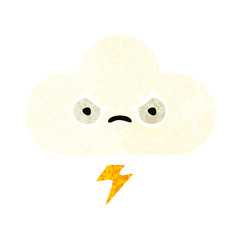 retro illustration style cartoon thunder cloud