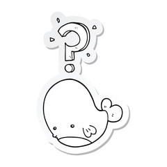 sticker of a cartoon confused whale