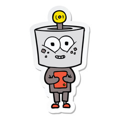 sticker of a happy cartoon robot