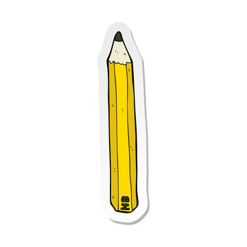 sticker of a cartoon pencil