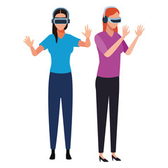 People playing with virtual reality glasses