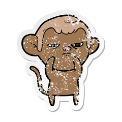 distressed sticker of a cartoon monkey