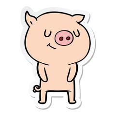sticker of a happy cartoon pig