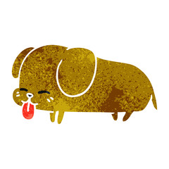 retro cartoon of cute kawaii dog