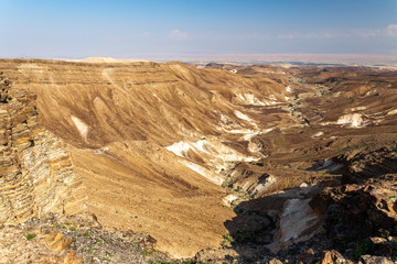 Desert mountain range valley landscape view, Israel nature.