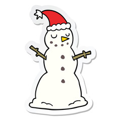 sticker of a cartoon christmas snowman