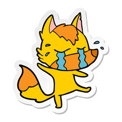 distressed sticker of a cartoon sasd little fox
