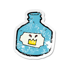 retro distressed sticker of a cartoon old bottle