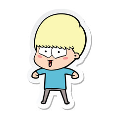 sticker of a cartoon happy boy