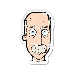 retro distressed sticker of a cartoon man with mustache