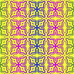 Fototapeta premium Vector Illustration. Pattern With Geometric Ornament, Decorative Border. Design For Print Fabric. Paper For Scrapbook. Yellow rainbow color