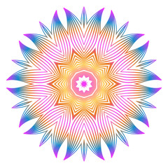 Floral Color Mandala. Arabic, Indian, Motifs. Vector Illustration. Rainbow color