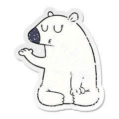 distressed sticker of a cartoon polar bear