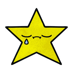 retro grunge texture cartoon gold star