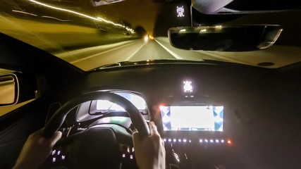 Car driving hyperlapse - inside view, left side